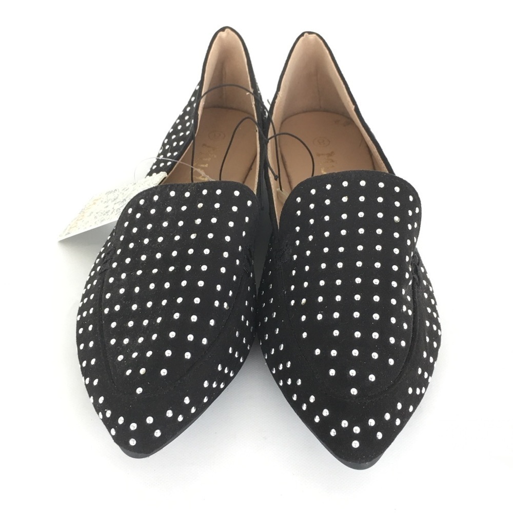 Mudd Black Silver Studded Pointy Toe Flats Women’s Size 8 NEW Dress Shoes Witchy - Picture 10 of 10